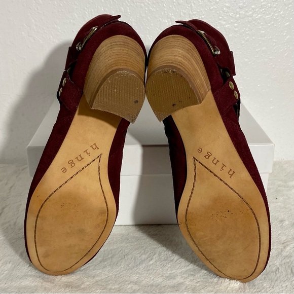 Nordstrom Hinge Billy Burgundy Suede Harness Booties Women’s Size 7.5M - Picture 8 of 13